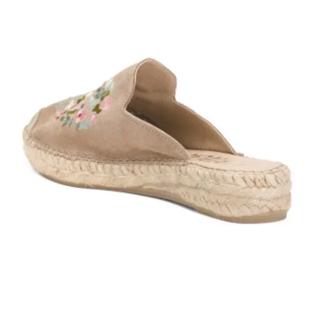 New FABIOLAS Suede Floral Embroidered Espadrille Wedge Mules - Picture 8 of 14